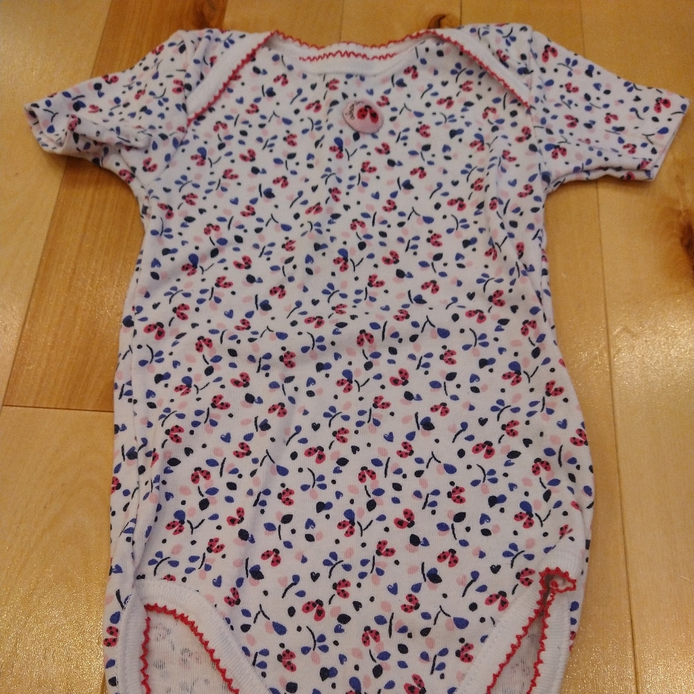 3/20$ 18m super cute absorba body onesie French  ladybug flower